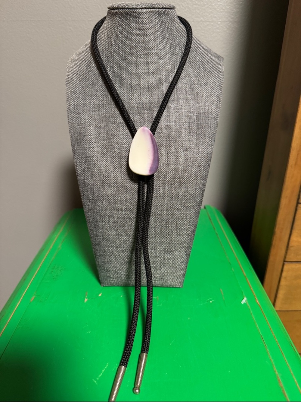 Purple Ombre Teardrop Bolo Necklace with Black Cord